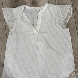 Calvin Klein Ivory Flutter Sleeve Blouse